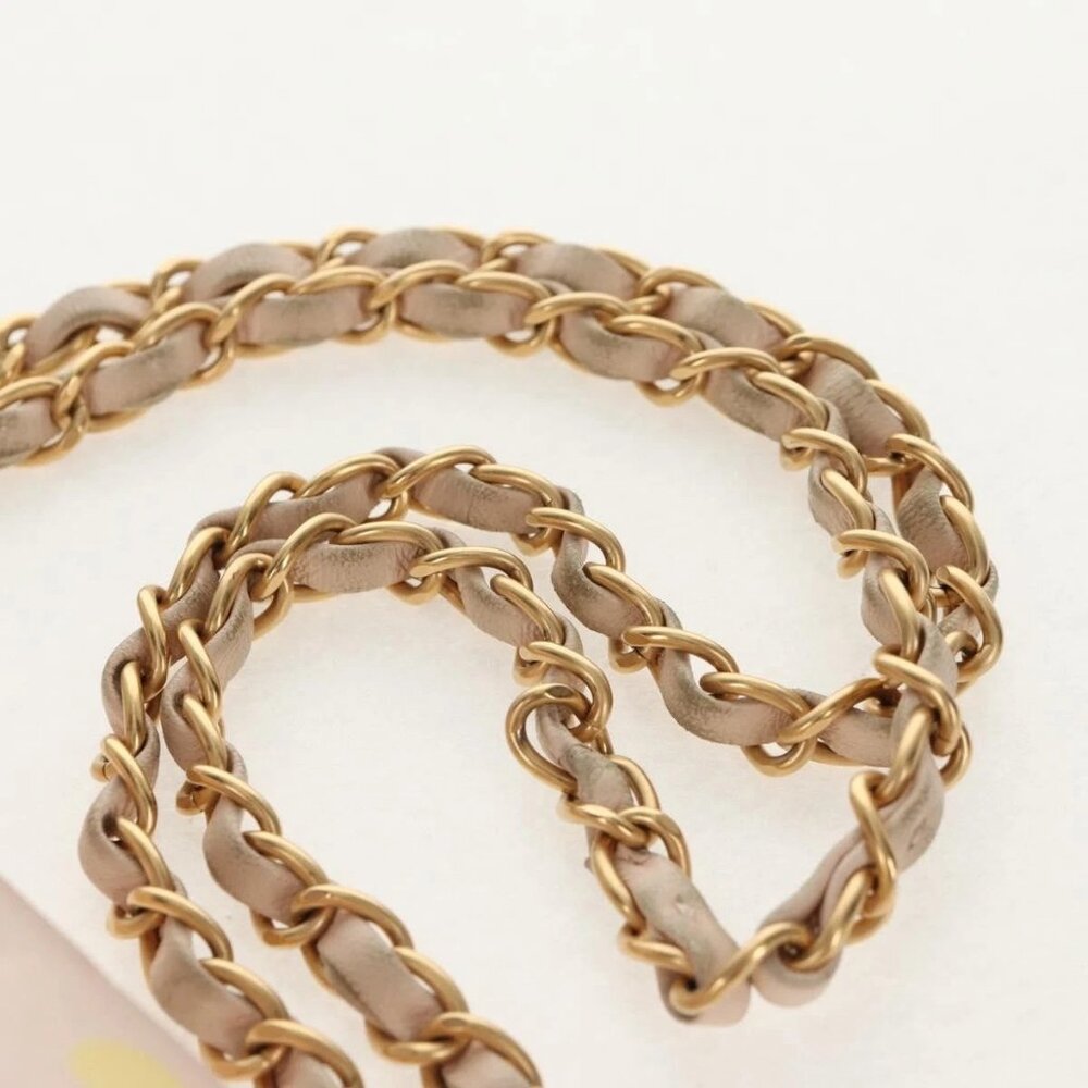 CHANEL Chain Shoulder Bag Satin Pink Gold - Picture 9 of 16